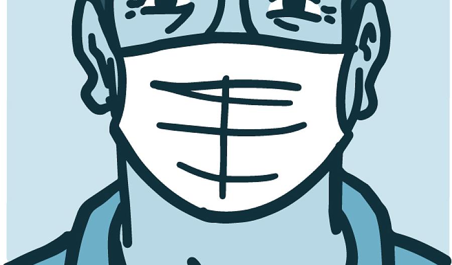 Ilustración de un hombre que llevaba una mascarilla.