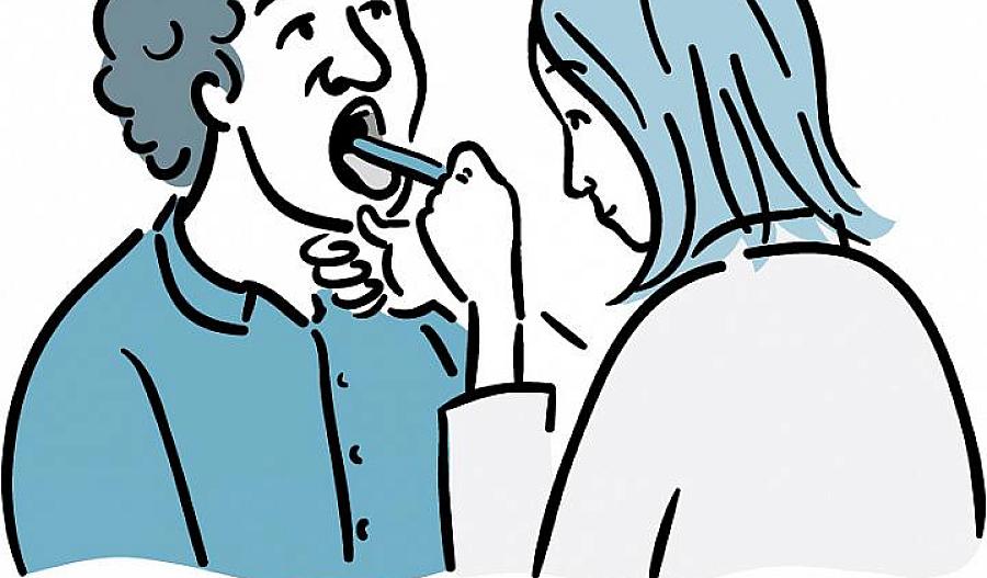 Ilustración de un médico examinando la parte posterior de la garganta de un paciente.