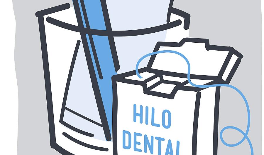 Ilustración de una caja de plástico de hilo dental.