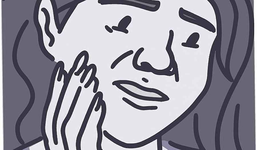Ilustración de una mujer que sostiene su mandíbula con dolor.