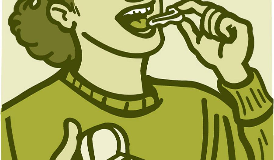 Ilustración de una persona poniéndose el protector bucal